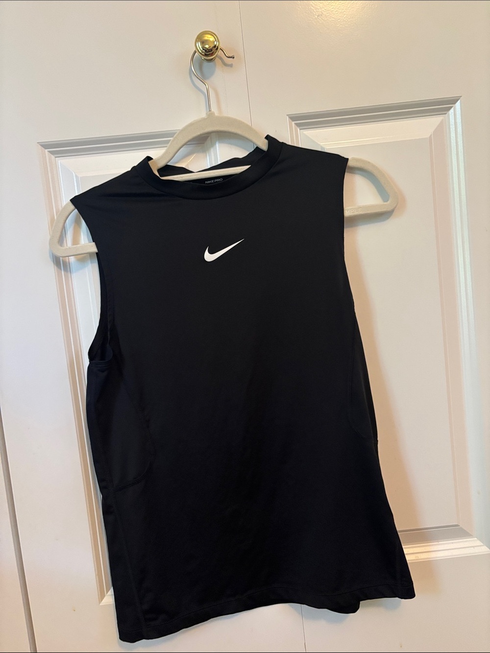 Nike Black Tank Top with White Swoosh - Kids Athletic Sleeveless